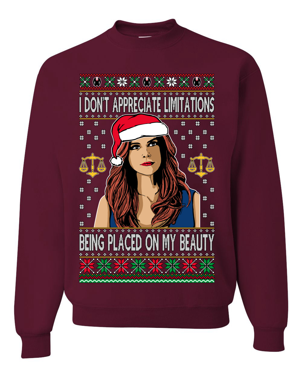Donna TV Show Parody Don't Appreciate Limitations Being Placed, Christmas Gifts, Funny Xmas Gift Idea, Ugly Christmas Sweater Unisex Crewneck Sweatshirt