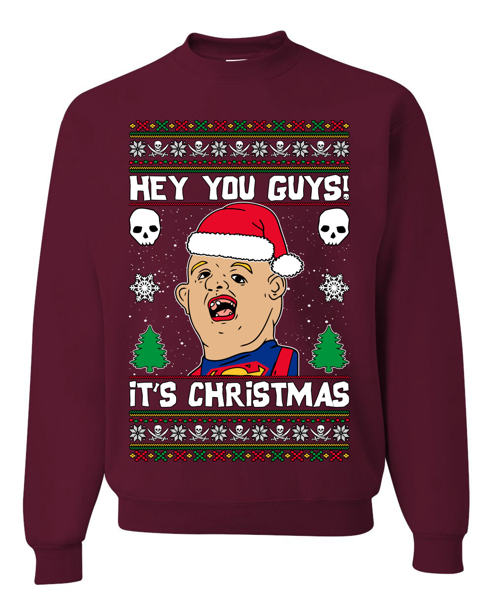 Hey You Guys! It's Sloth Never Say Die, Christmas Gifts, Funny Xmas Gift Idea, Ugly Christmas Sweater Unisex Crewneck Sweatshirt