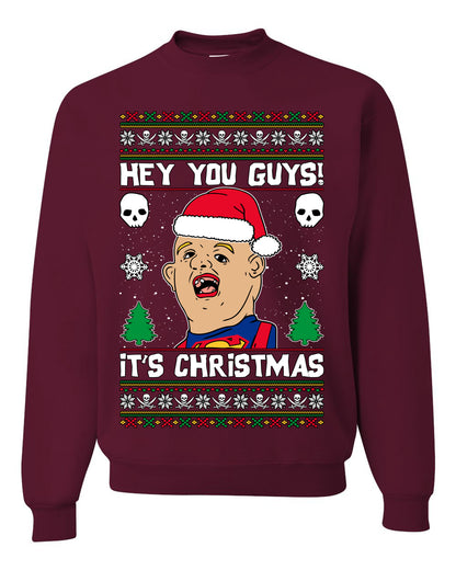 Hey You Guys! It's Sloth Never Say Die, Christmas Gifts, Funny Xmas Gift Idea, Ugly Christmas Sweater Unisex Crewneck Sweatshirt