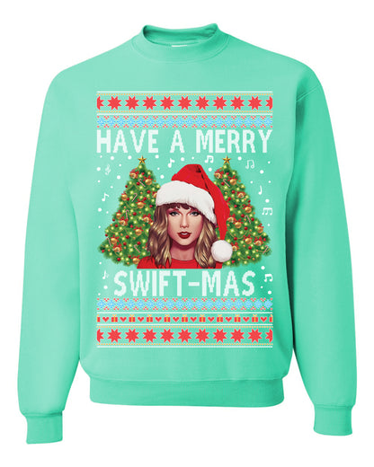Merry Swiftmas Christmas Sweater, Christmas Gifts, Funny Xmas Gift Idea,Swiftie shirt Ugly Christmas Sweater Unisex Crewneck Sweatshirt