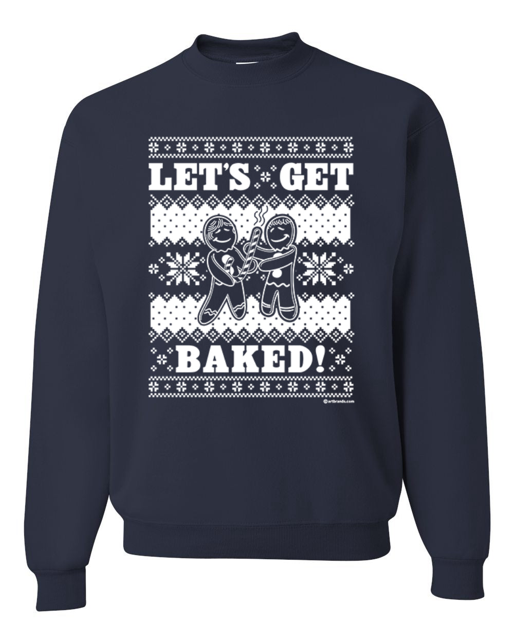 Unisex Crewneck Graphic Ugly Xmas Sweater Sweatshirt, Holiday Ginger Bread Design, Let's Get Baked  Ugly Christmas Sweater Unisex Crewneck Sweatshirt