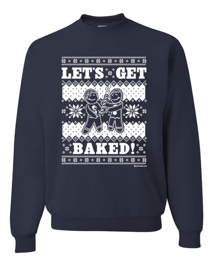Unisex Crewneck Graphic Ugly Xmas Sweater Sweatshirt, Holiday Ginger Bread Design, Let's Get Baked  Ugly Christmas Sweater Unisex Crewneck Sweatshirt