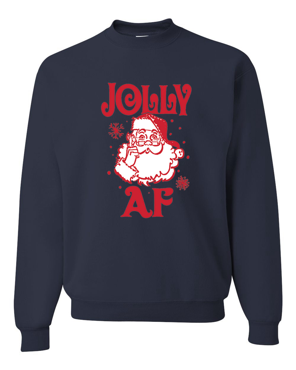Unisex Graphic Crewneck Christmas Sweatshirt, Santa Jolly AF Ugly Christmas Sweater Unisex Crewneck Sweatshirt