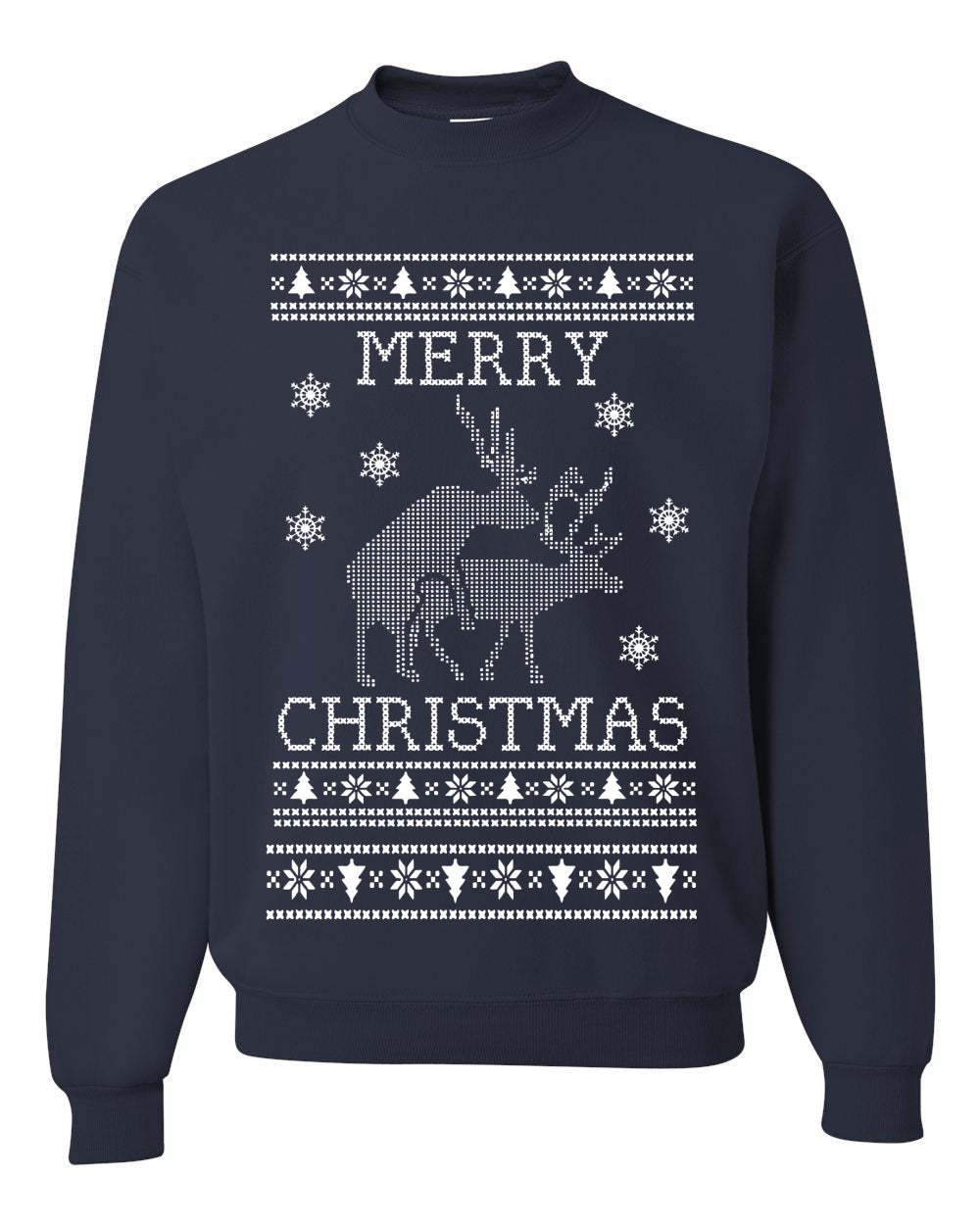Funny Unisex Crewneck Ugly Xmas Holiday Sweater Sweatshirt Merry Christmas Reindeer Humping  Ugly Christmas Sweater Unisex Crewneck Sweatshirt