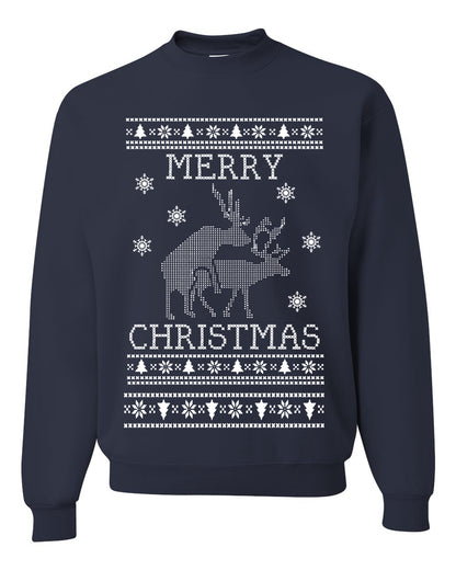 Funny Unisex Crewneck Ugly Xmas Holiday Sweater Sweatshirt Merry Christmas Reindeer Humping  Ugly Christmas Sweater Unisex Crewneck Sweatshirt