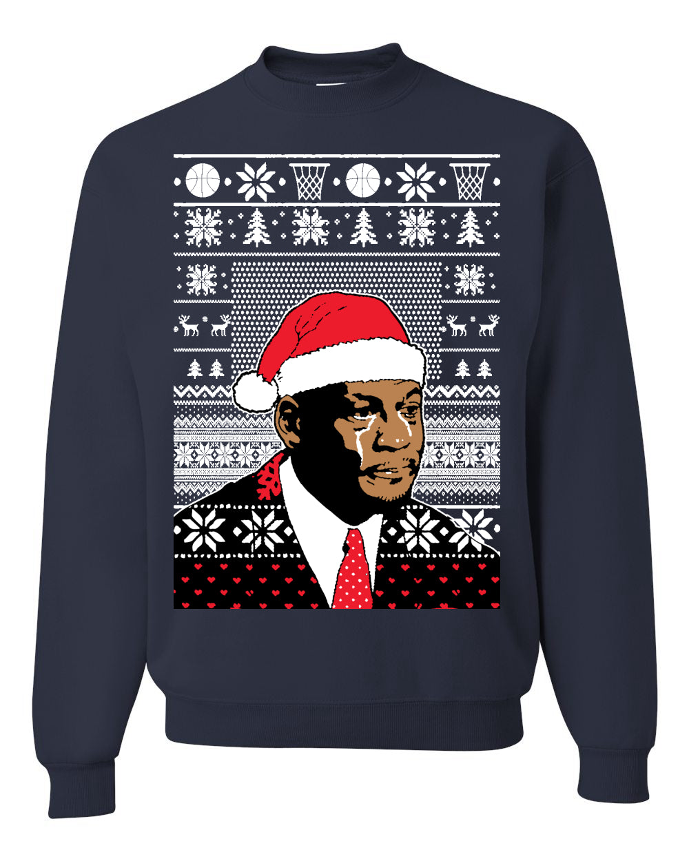 Christmas Crying Jordan, Christmas Gifts, Funny Xmas Gift Idea, Ugly Christmas Sweater Unisex Crewneck Sweatshirt
