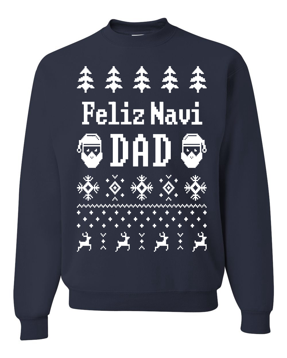 Ugly Xmas Crewneck Sweater Sweatshirt Unisex "Feliz Navidad" Ugly Christmas Sweater Unisex Crewneck Sweatshirt