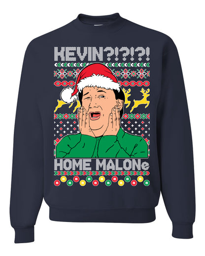 Unisex Christmas Graphic Sweatshirt Crewneck, Kevin Home Malone The Office TV Ugly Christmas Sweater Unisex Crewneck Sweatshirt