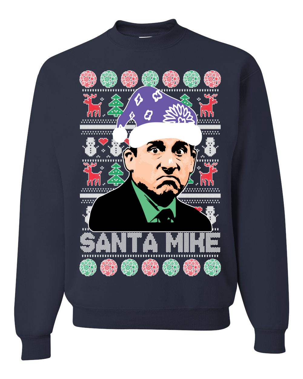 The Office Santa Mike Michael Scott Graphic Unisex Ugly Xmas Crewneck Sweater Ugly Christmas Sweater Unisex Crewneck Sweatshirt