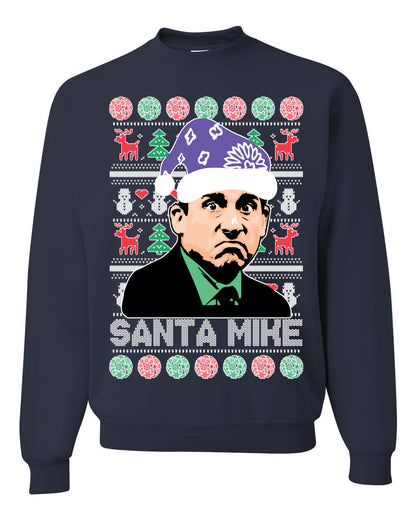 The Office Santa Mike Michael Scott Graphic Unisex Ugly Xmas Crewneck Sweater Ugly Christmas Sweater Unisex Crewneck Sweatshirt