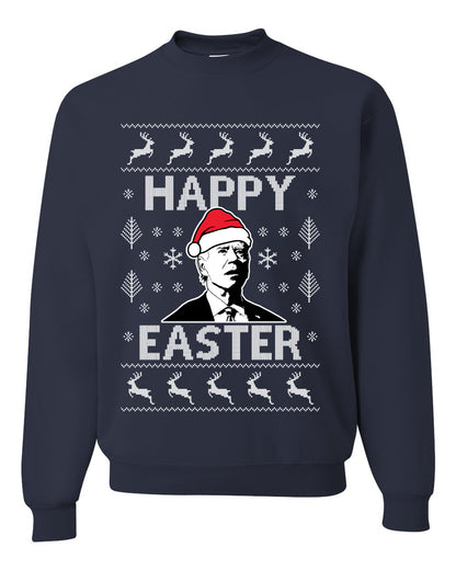 Unisex Graphic Ugly Xmas Sweater Sweatshirt, Biden Happy Easter Ugly Christmas Sweater Unisex Crewneck Sweatshirt