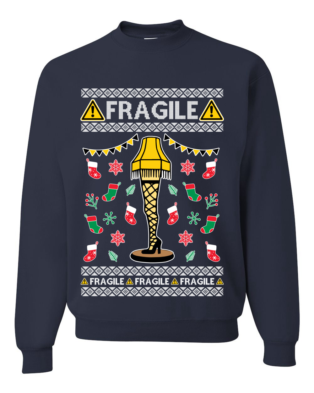 Graphic Ugly Unisex Crewneck Christmas Sweater Sweatshirt Fragile Leg Lamp Movie Ugly Christmas Sweater Unisex Crewneck Sweatshirt