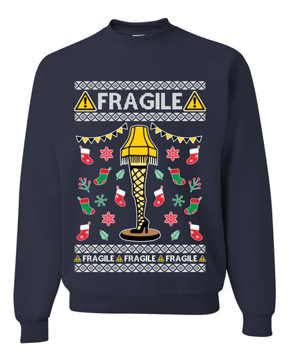 Graphic Ugly Unisex Crewneck Christmas Sweater Sweatshirt Fragile Leg Lamp Movie Ugly Christmas Sweater Unisex Crewneck Sweatshirt