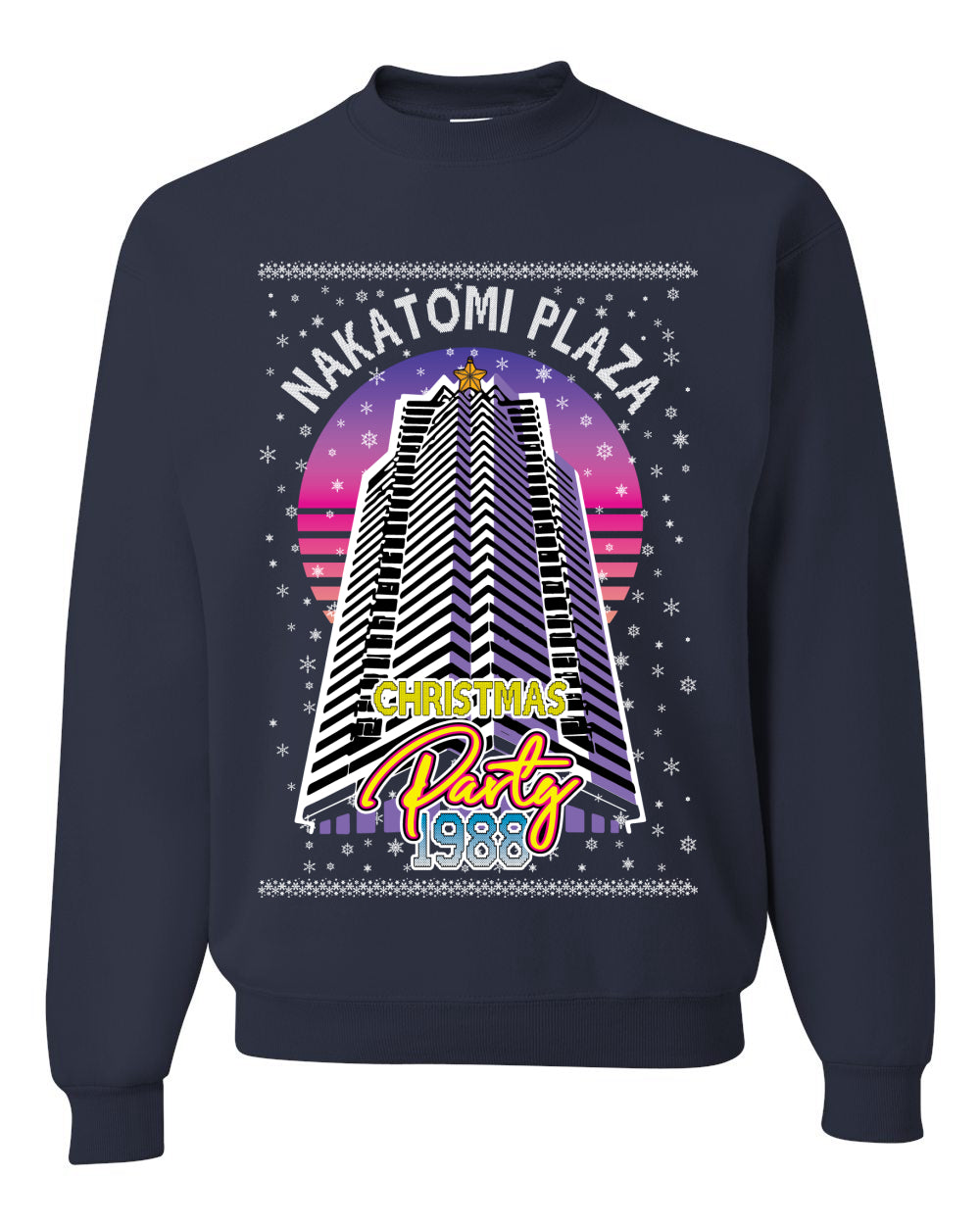 Retro Nakatomi Plaza 1988 Holiday Party, Xmas Movie, Christmas Gifts, Funny Xmas Gift Idea, Ugly Christmas Sweater Unisex Crewneck Sweatshirt