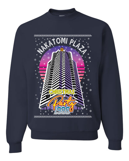 Retro Nakatomi Plaza 1988 Holiday Party, Xmas Movie, Christmas Gifts, Funny Xmas Gift Idea, Ugly Christmas Sweater Unisex Crewneck Sweatshirt