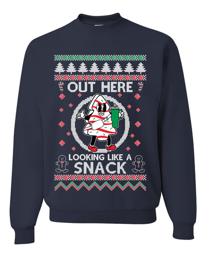 Out Here Looking Like A Snack Cookie, Funny Christmas, Christmas Gifts, Funny Xmas Gift Idea, Ugly Christmas Sweater Unisex Crewneck Sweatshirt