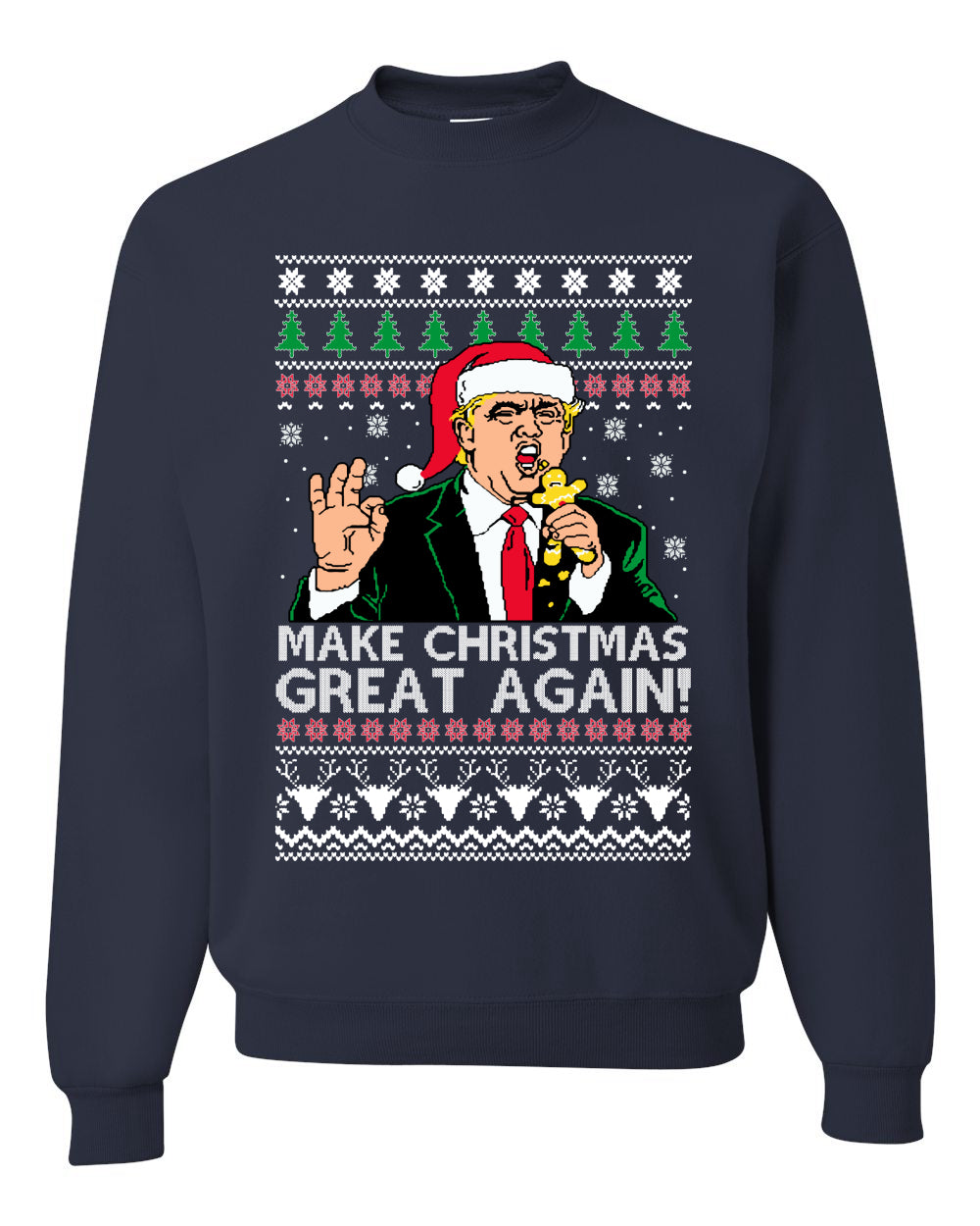 Funny Graphic Meme Ugly Unisex Christmas Crewneck Sweater Sweatshirt, Donald Trump, "Make Christmas Great Again" Ugly Christmas Sweater Unisex Crewneck Sweatshirt