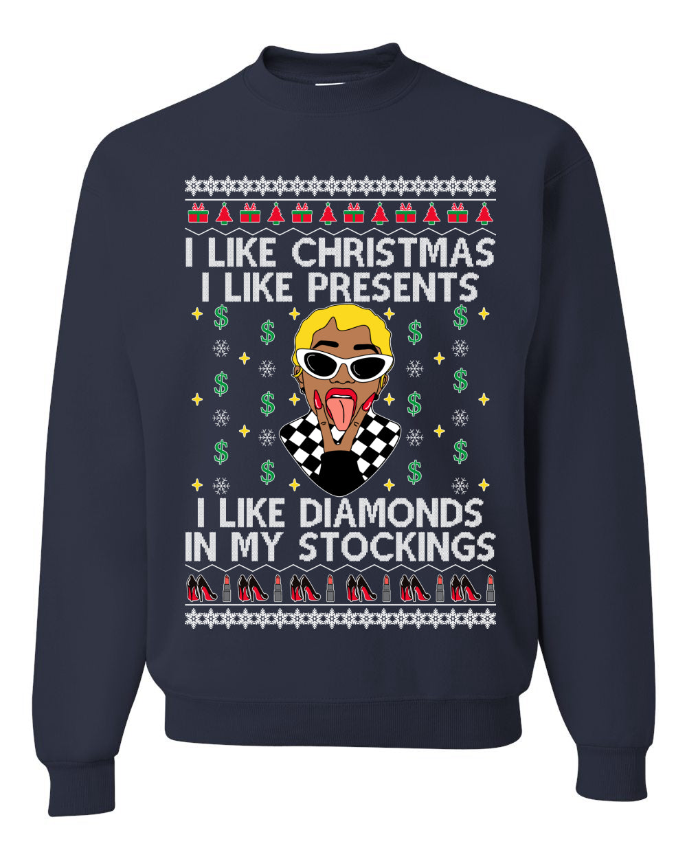 I Like Christmas, I like Presents Cardi, Christmas Gifts, Funny Xmas Gift Idea, Ugly Christmas Sweater Unisex Crewneck Sweatshirt