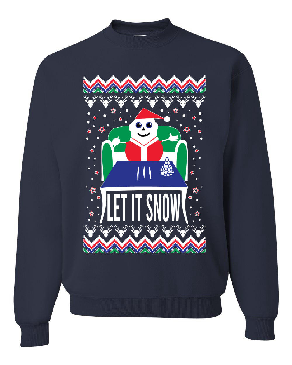 Unisex Graphic Ugly Merry Xmas Sweater Crewneck Sweatshirt Let It Snow Cocaine Santa  Ugly Christmas Sweater Unisex Crewneck Sweatshirt