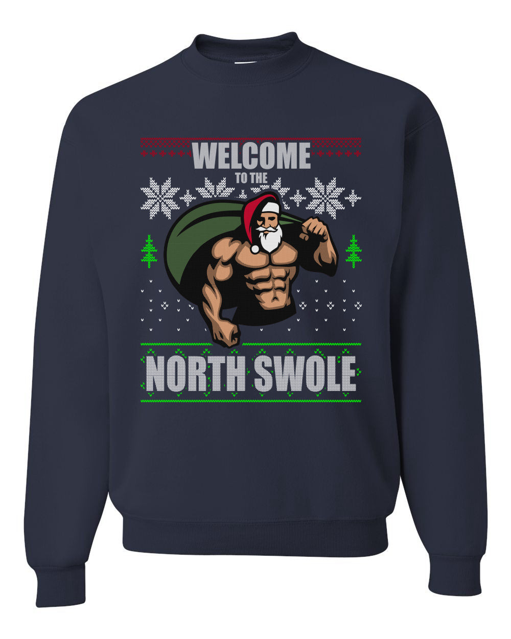 Ugly Unisex Crewneck Christmas Sweater Sweatshirt "Merry Liftmas!" Santa Fitness Workout Gym Swole Gift, Group 2 Design Ugly Christmas Sweater Unisex Crewneck Sweatshirt