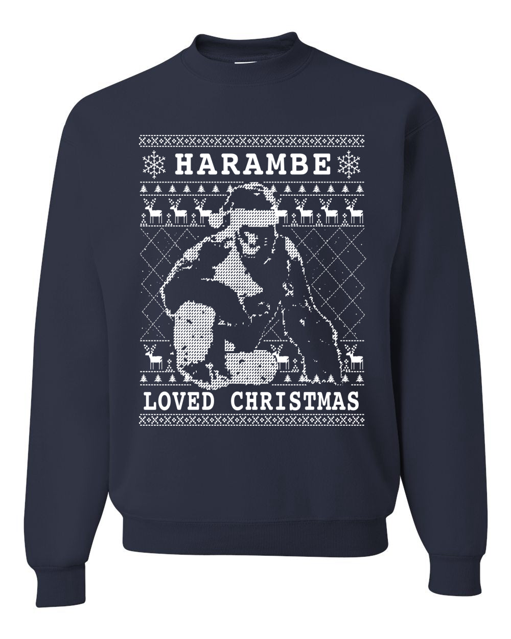 Ugly Christmas Graphic Hoodie Sweater Sweatshirt Harambe Loved Christmas Funny Meme Holiday Gorilla  Ugly Christmas Sweater Unisex Crewneck Sweatshirt
