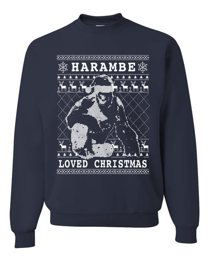 Ugly Christmas Graphic Hoodie Sweater Sweatshirt Harambe Loved Christmas Funny Meme Holiday Gorilla  Ugly Christmas Sweater Unisex Crewneck Sweatshirt