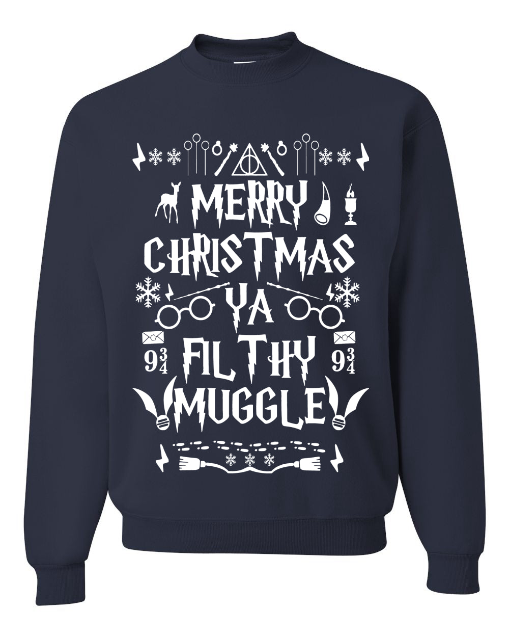 Merry Christmas You Filthy Muggle, Christmas Gifts, Funny Xmas Gift Idea, Ugly Christmas Sweater Unisex Crewneck Sweatshirt