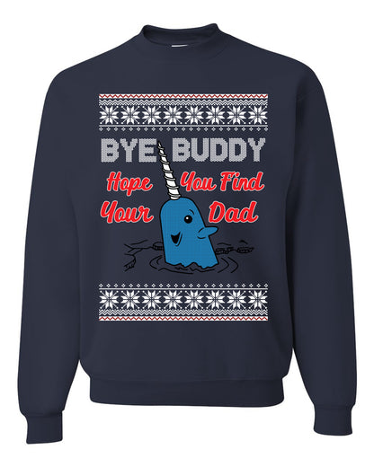 Narwhal Hope You Find Your Dad Quote, Christmas Gifts, Funny Xmas Gift Idea, Ugly Christmas Sweater Unisex Crewneck Sweatshirt
