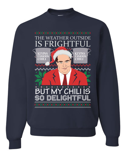 Ugly Christmas Crewneck Sweater Graphic Sweatshirt Unisex Kevin's Famous Chili is So Delightful, Wild Bobby  Ugly Christmas Sweater Unisex Crewneck Sweatshirt