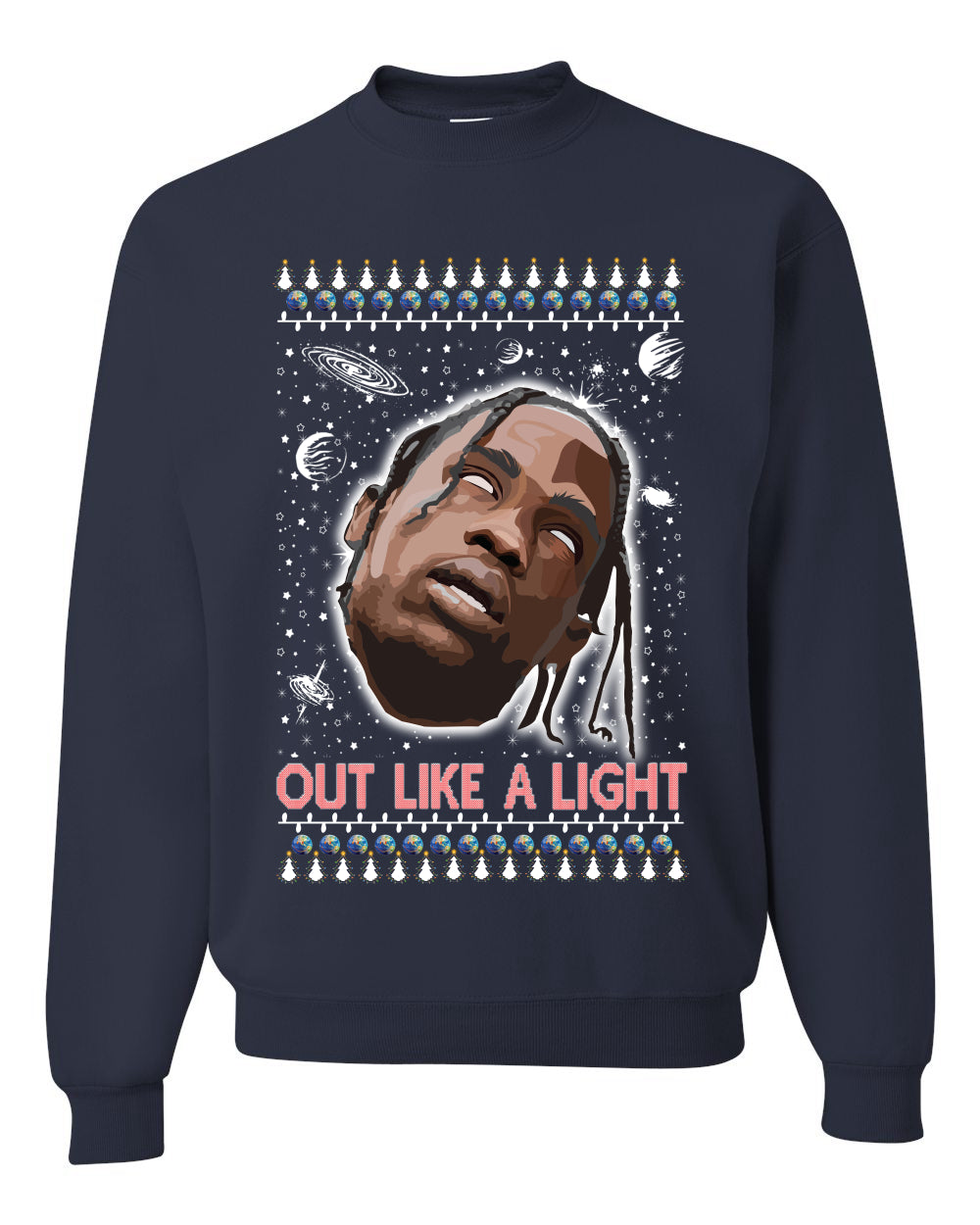 Out Like a Light, Christmas Gifts, Funny Xmas Gift Idea, Ugly Christmas Sweater Unisex Crewneck Sweatshirt