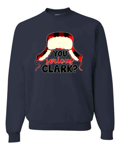 Women's Christmas Top Scoop Long Sleeve, You Serious Clark? Wild Bobby Ugly Christmas Sweater Unisex Crewneck Sweatshirt