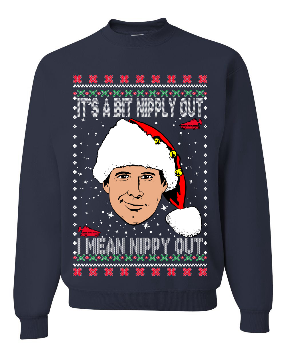 Clark G It's A Bit Nipply Out, Christmas Gifts, Funny Xmas Gift Idea, Ugly Christmas Sweater Unisex Crewneck Sweatshirt