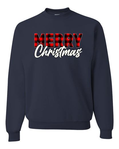 Men's Christmas Graphic TShirt, Plaid, Merry Christmas Buffalo  Ugly Christmas Sweater Unisex Crewneck Sweatshirt