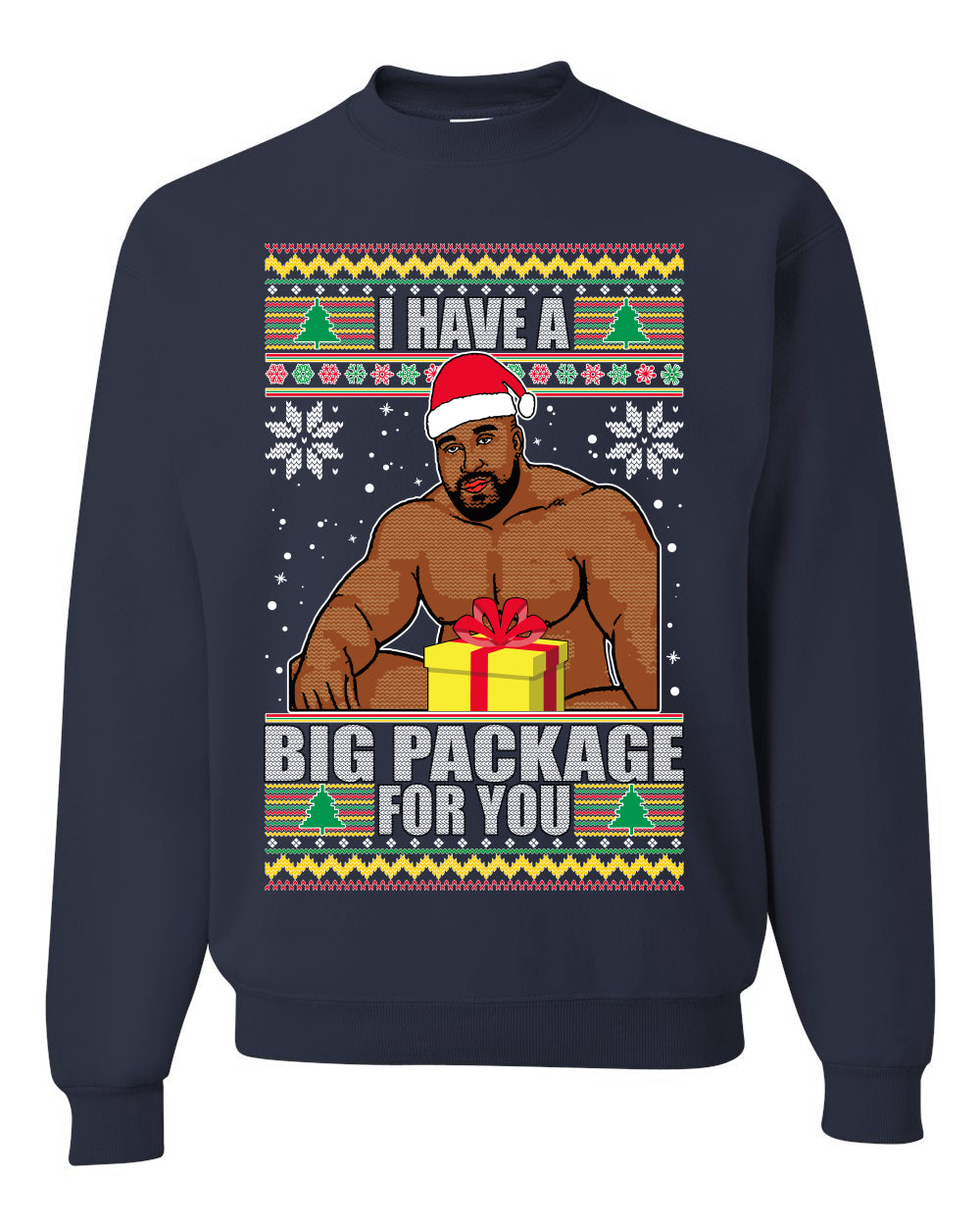 Graphic Meme Ugly Christmas Crewneck Sweater Sweatshirt "I Have A Big Package" Ugly Christmas Sweater Unisex Crewneck Sweatshirt