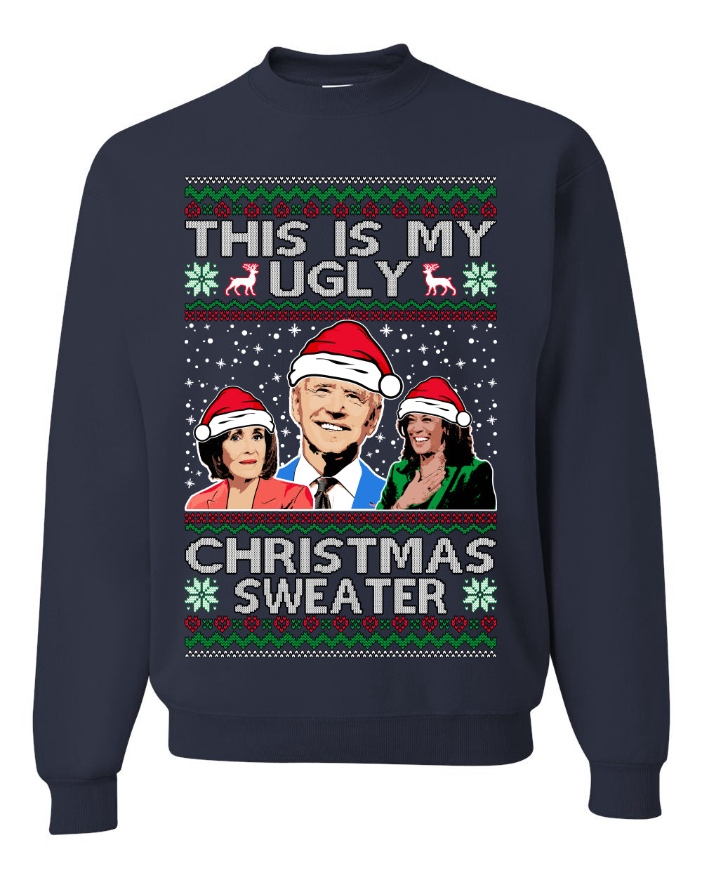 Men's Graphic Ugly Xmas Sweater, This is My Ugly Christmas Sweater, Anti Democrat Biden Kamala Pelosi, Wild Bobby  Ugly Christmas Sweater Unisex Crewneck Sweatshirt