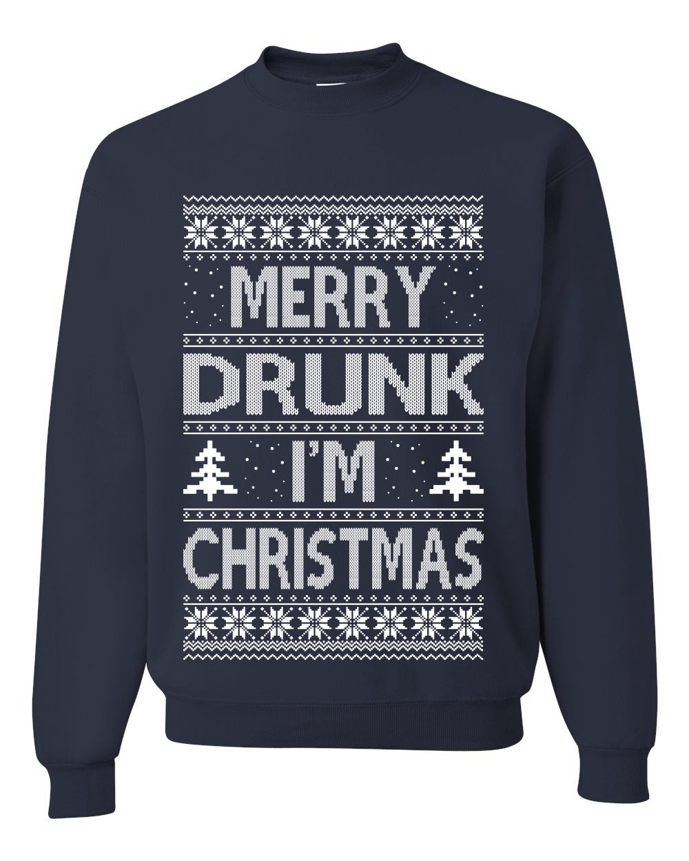 Unisex Graphic Funny Ugly Xmas Sweater Crewneck Sweatshirt, Merry Drunk I'm Christmas, Wine Beer  Drinking, Shark & Hammer Ugly Christmas Sweater Unisex Crewneck Sweatshirt