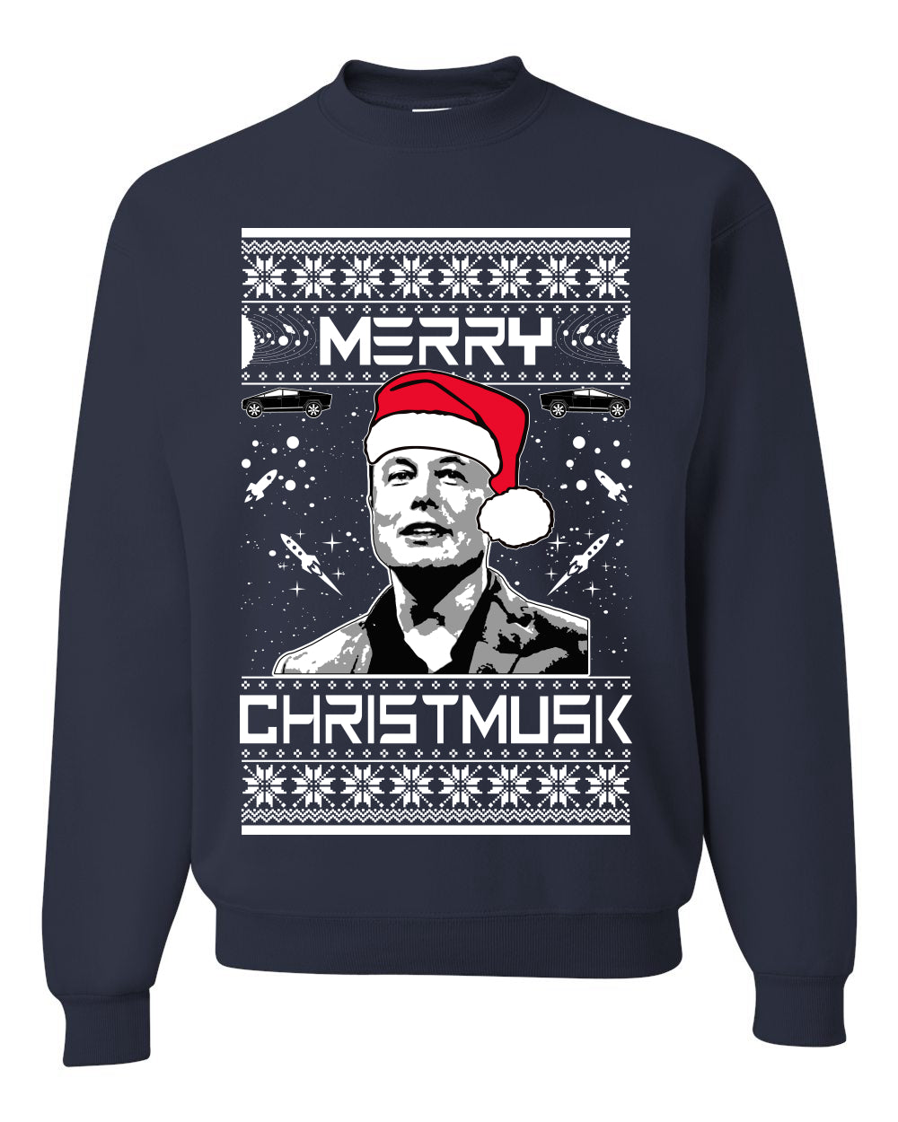 Elon Musk Meme Merry Christmusk Crewneck Unisex Ugly Xmas Sweatshirt Sweater Ugly Christmas Sweater Unisex Crewneck Sweatshirt