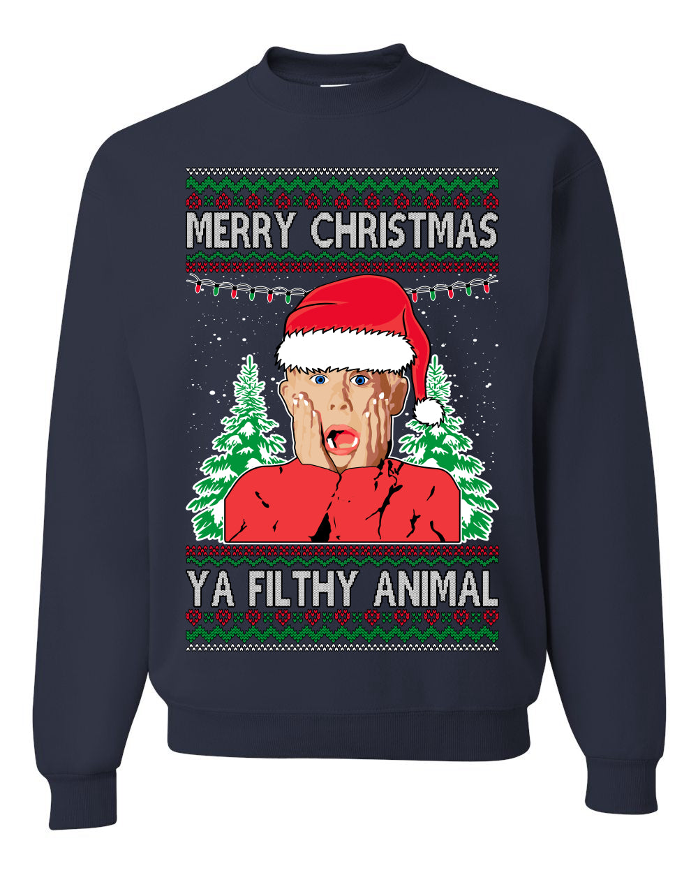 Ugly Unisex Crewneck Sweater Merry Christmas Home Alone Kid Ugly Christmas Sweater Unisex Crewneck Sweatshirt