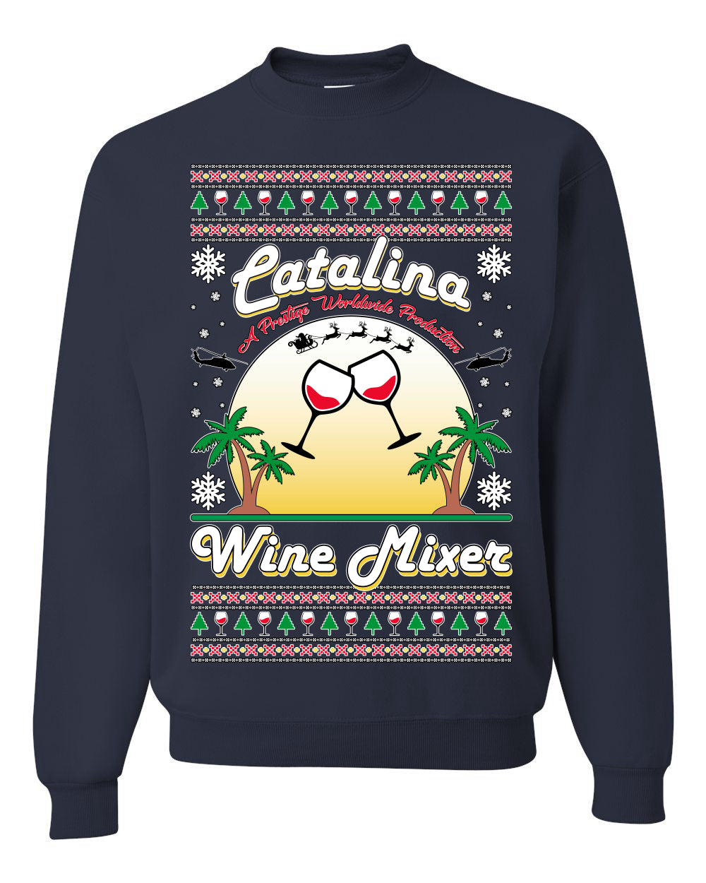 Unisex Crewneck Sweatshirt Ugly Xmas Sweater, Catalina Wine Mixer Boats and Hoes Step Brothers, Shark & Hammer  Ugly Christmas Sweater Unisex Crewneck Sweatshirt