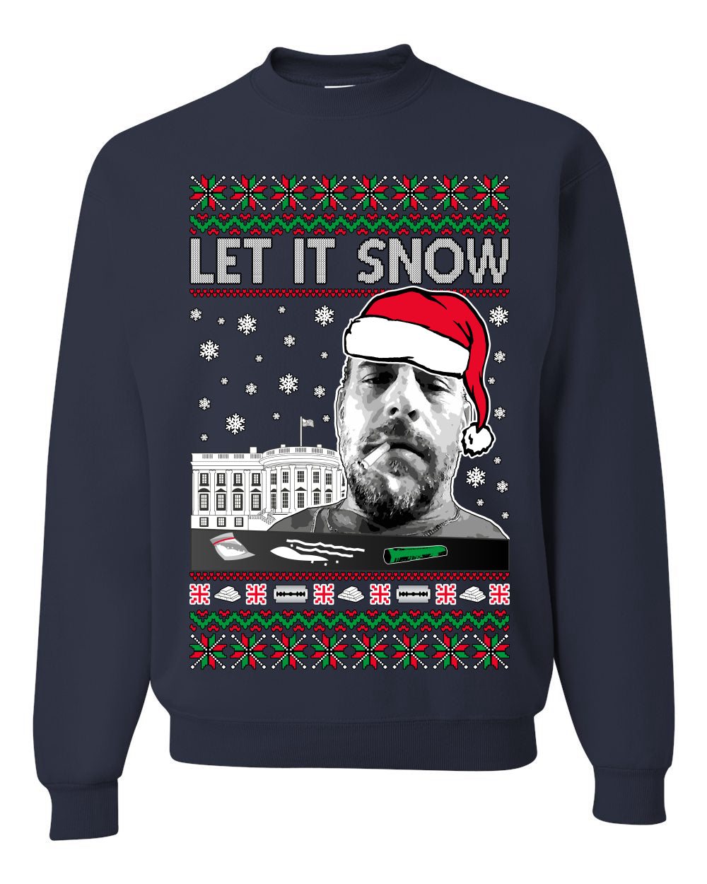 Hunter Let It Snow Biden , Merry Christmas Tee, Ugly Christmas,  Sweater Unisex Crewneck Sweatshirt