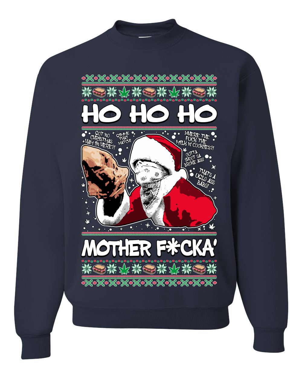 Friday Hood Santa , Merry Christmas Tee, Ugly Christmas,  Sweater Unisex Crewneck Sweatshirt
