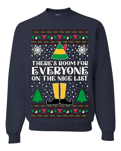 Room For Everyone On The Nice List Christmas Movie Quote, Christmas Gifts, Funny Xmas Gift Idea, Ugly Christmas Sweater Unisex Crewneck Sweatshirt