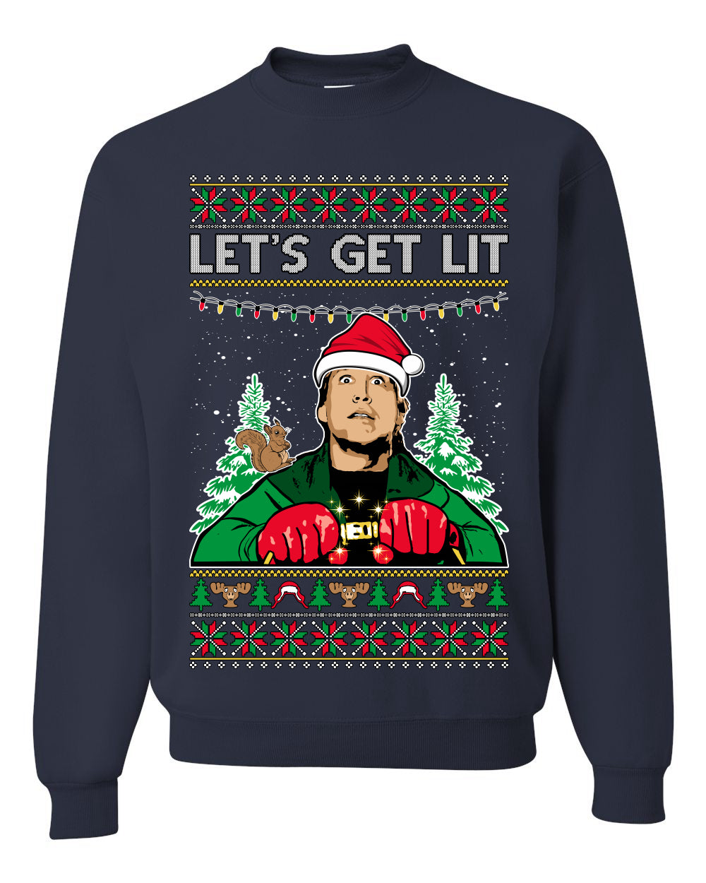 Let's Get Lit Clark Vacation Movie Parody Ugly Christmas Sweater, Christmas Gifts, Funny Xmas Gift Idea, Unisex Crewneck Sweatshirt