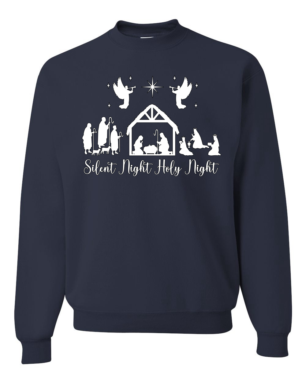 Silent Night Holy Night Religious Jesus Ugly Christmas Sweater, Christmas Gifts, Funny Xmas Gift Idea, Unisex Crewneck Sweatshirt
