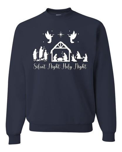 Silent Night Holy Night Religious Jesus Ugly Christmas Sweater, Christmas Gifts, Funny Xmas Gift Idea, Unisex Crewneck Sweatshirt