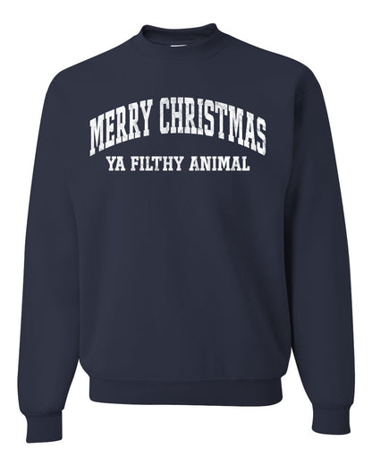 Vintage Movie Quote Merry Christmas Filthy Animal, Christmas Gifts, Funny Xmas Gift Idea, Ugly Christmas Sweater Unisex Crewneck Sweatshirt