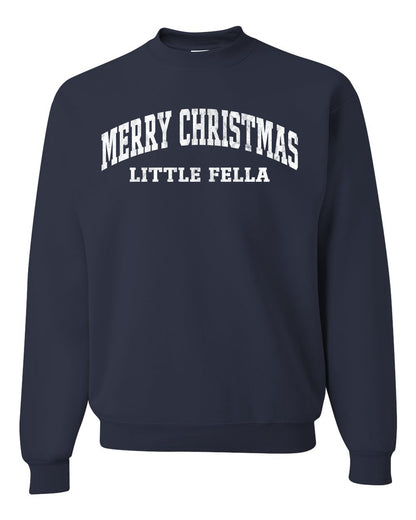 Vintage Movie Quote Merry Christmas Little Fella, Christmas Gifts, Funny Xmas Gift Idea, Ugly Christmas Sweater Unisex Crewneck Sweatshirt