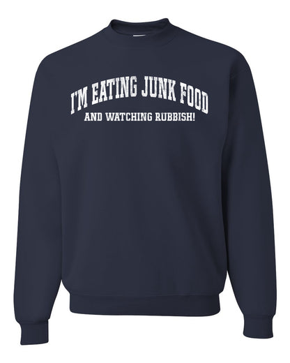Vintage Movie Quote Eating Junk Food And Watching Rubbish, Christmas Gifts, Funny Xmas Gift Idea, Ugly Christmas Sweater Unisex Crewneck Sweatshirt