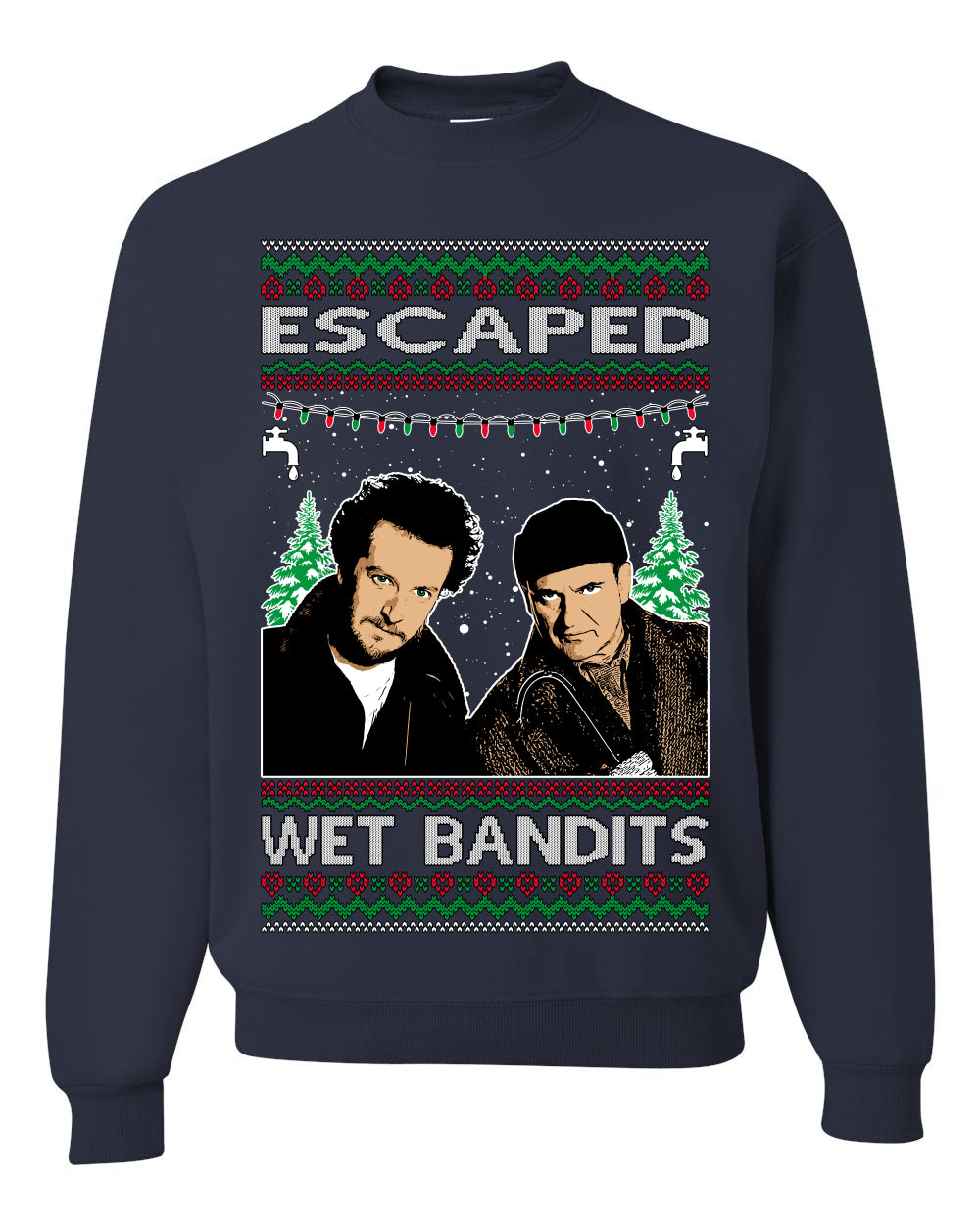 Escaped Bandits Classic Home Holiday Movie, Christmas Gifts, Funny Xmas Gift Idea, Ugly Christmas Sweater Unisex Crewneck Sweatshirt