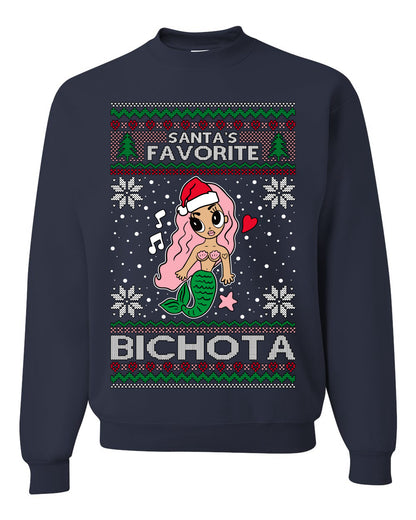 Christmas Karol Santa's Favorite Bichota, Christmas Gifts, Funny Xmas Gift Idea, Ugly Christmas Sweater Unisex Crewneck Sweatshirt